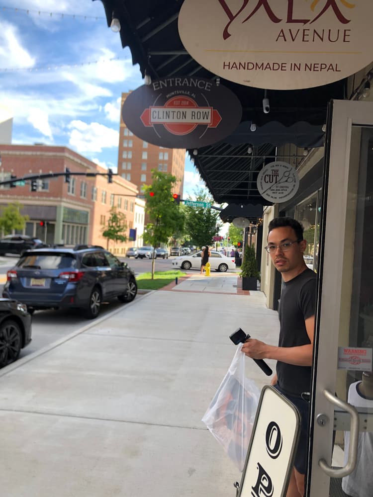 picture of spencer exiting store